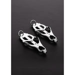 2 Squeezer Teaser Clover Nipple Clamps with Ring - EroticToyzTepelklemmenSteel by Shots