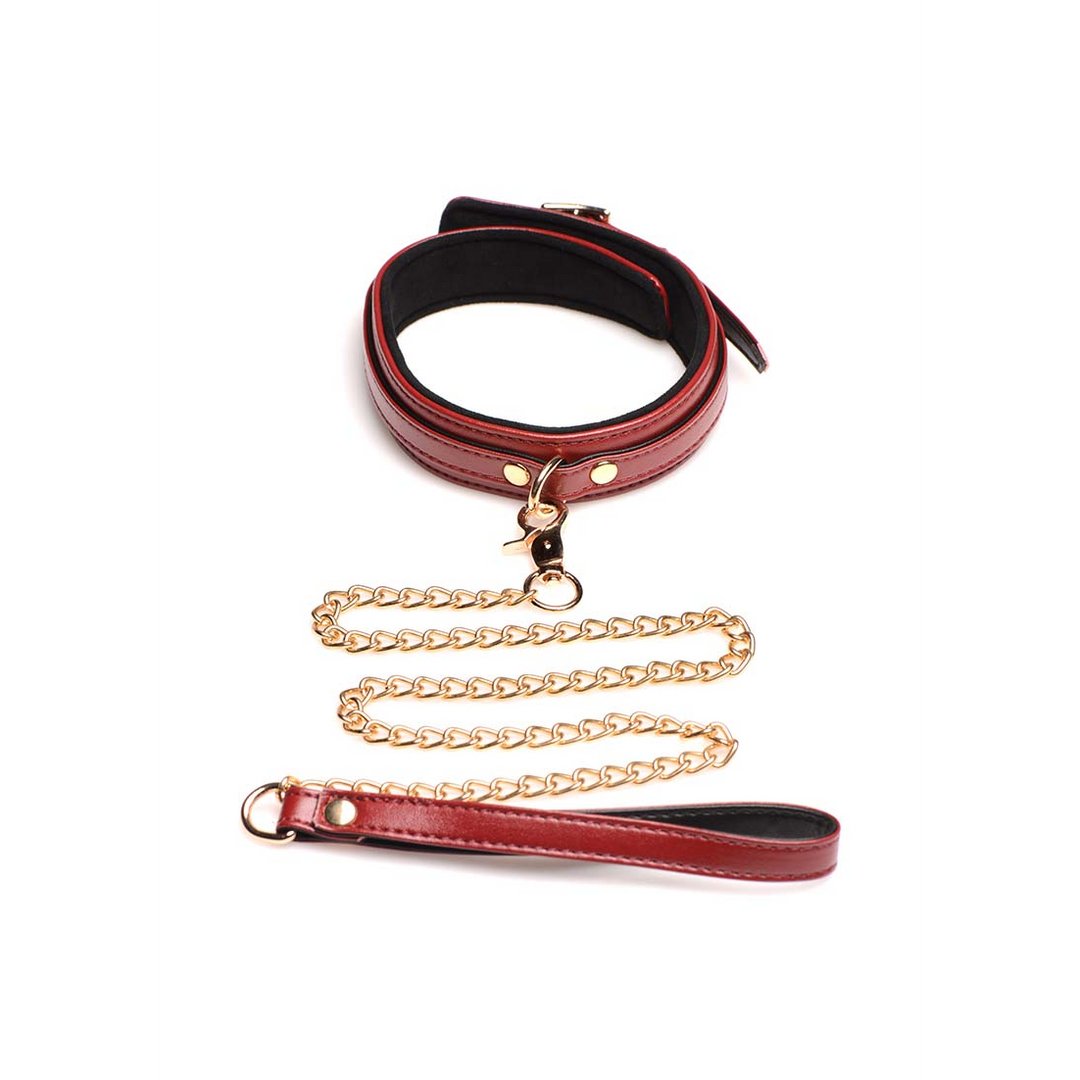 6 - Piece Burgundy Bondage Set with Cuffs, Collar and Belt - EroticToyzProducten,Toys,Fetish,Boeien,Enkelboeien,Handboeien,Riem Halsbanden,Kits Sets,Bondage Set,,XR Brands