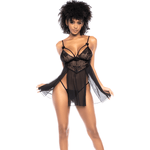 Babydoll Met Bloemenkant - Zwart S/M - Pleasureplay BabydollsMapalé