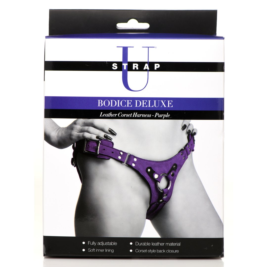 Bodice Deluxe - Leather Corset Harness - Purple - EroticToyzProducten,Toys,Toys voor Koppels,Voorbinddildo's,Nieuwe Producten,,GeslachtsneutraalXR Brands