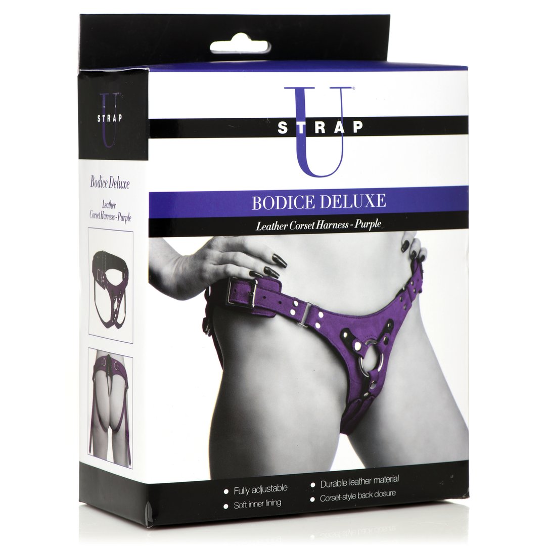 Bodice Deluxe - Leather Corset Harness - Purple - EroticToyzProducten,Toys,Toys voor Koppels,Voorbinddildo's,Nieuwe Producten,,GeslachtsneutraalXR Brands