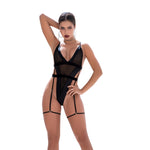 Bodysuit Met Faux Leren Accenten - Zwart M/L - Pleasureplay Bodysuits TeddiesMapalé