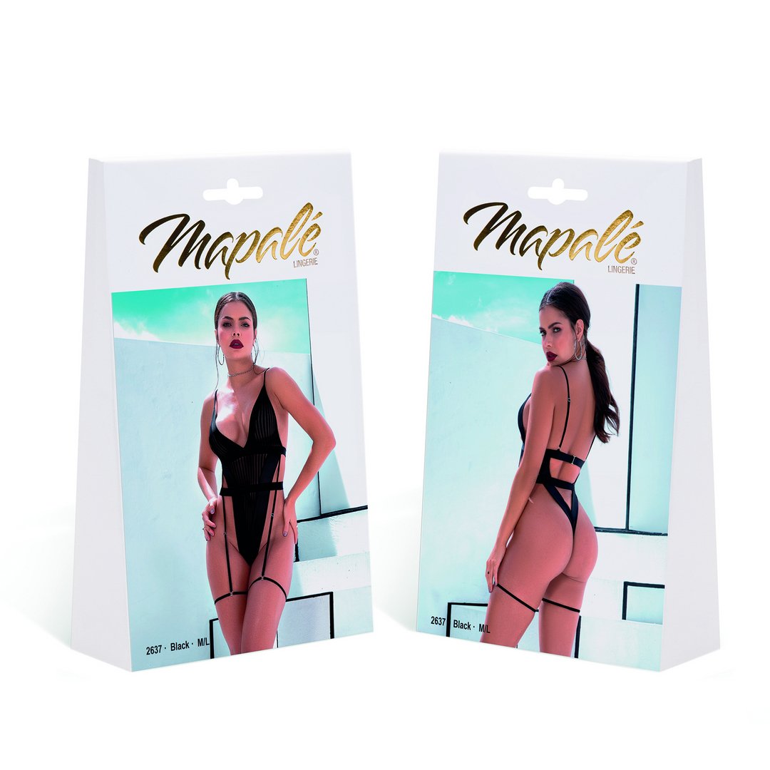 Bodysuit Met Faux Leren Accenten - Zwart M/L - Pleasureplay Bodysuits TeddiesMapalé