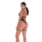Bodysuit Met Faux Leren Accenten - Zwart M/L - Pleasureplay Bodysuits TeddiesMapalé
