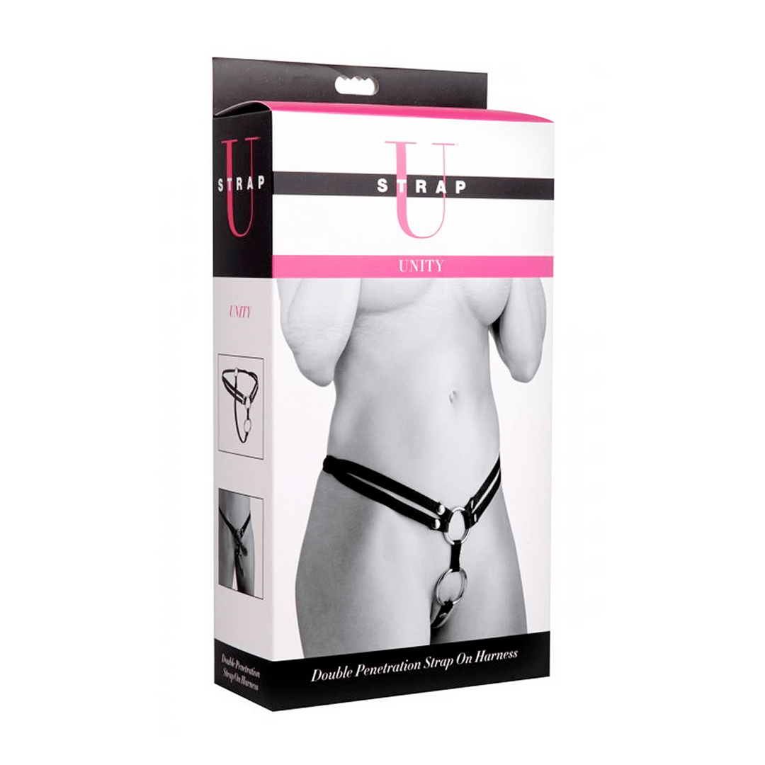 Double Penetration Strap - On Harnas - Zwart - Pleasureplay HarnassenXR Brands