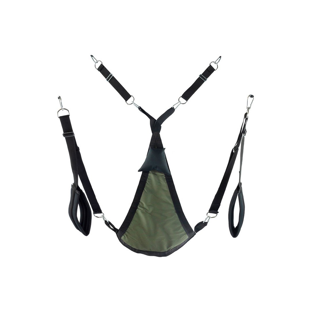 Driehoekige Hangmat van Canvas met 3 of 4 Bevestigingspunten - Grijs/Camouflage - EroticToyzSchommelsMr. Sling