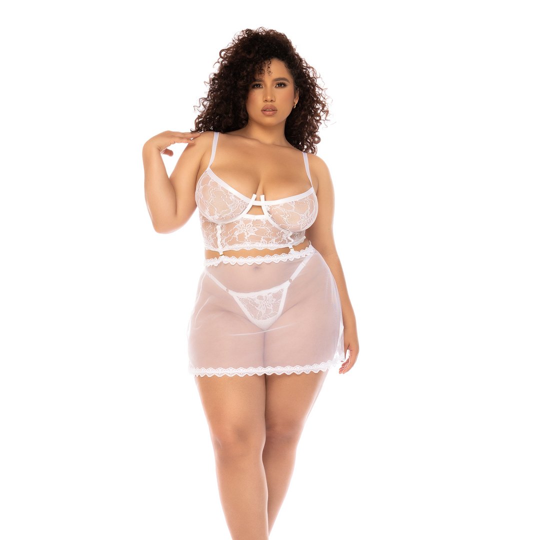 Elegance TwoinOne Babydoll Set L/XL - Wit - EroticToyzBabydollsMapalé