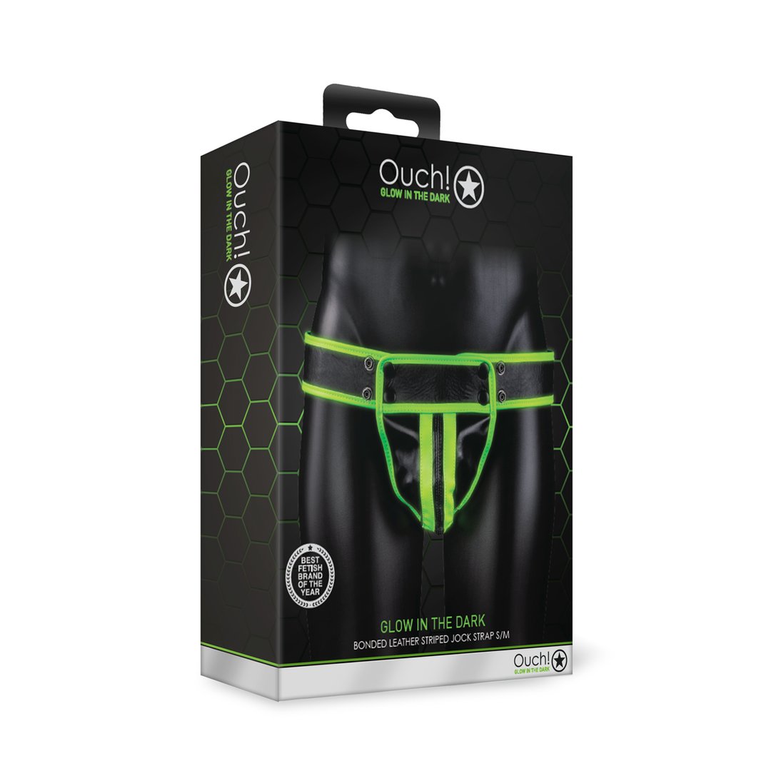 Gestreepte Glow in the Dark Jockstrap - M - EroticToyzJocksOuch! by Shots