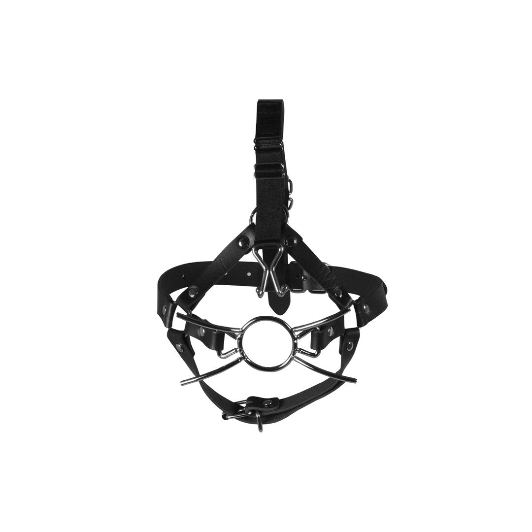 Head Harness with Spider Gag and Nose Hooks - Black - EroticToyzProducten,Toys,Fetish,Gags,Maskers,Gezichtsmasker,,Ouch! by Shots