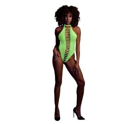 Neon Hooggesneden Body - Neonroze - Pleasureplay Bodysuits TeddiesOuch! by Shots