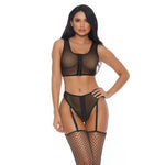 Lingerieset met Jarretelgordel en Ritssluiting - M - EroticToyz2 - Delige SetForplay