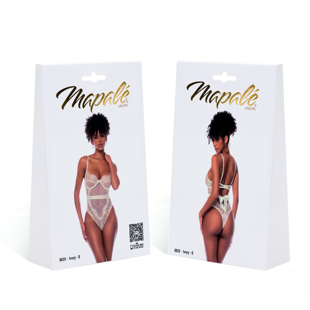 Bodysuit Transparant Wimperkant - Ivoor XL - Pleasureplay Bodysuits TeddiesMapalé