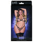 Bh en Slip Set van Imitatieleer met Studs - Zwart 2X - Pleasureplay Queen sizeMagic Silk