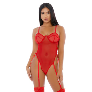 Teddy Met O - ringen - Rood - Pleasureplay Bodysuits TeddiesForplay