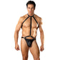 Male Power Gladiator Thong Met Harnas en Choker - Zwart (S/M) - EroticToyzStringsMale Power