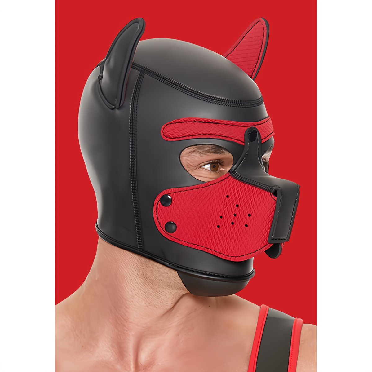 Neopreen Puppymasker - Rood voor Rollenspel en Puppy Play - EroticToyzProducten,Toys,Fetish,Maskers,Gezichtsmasker,,GeslachtsneutraalOuch! by Shots