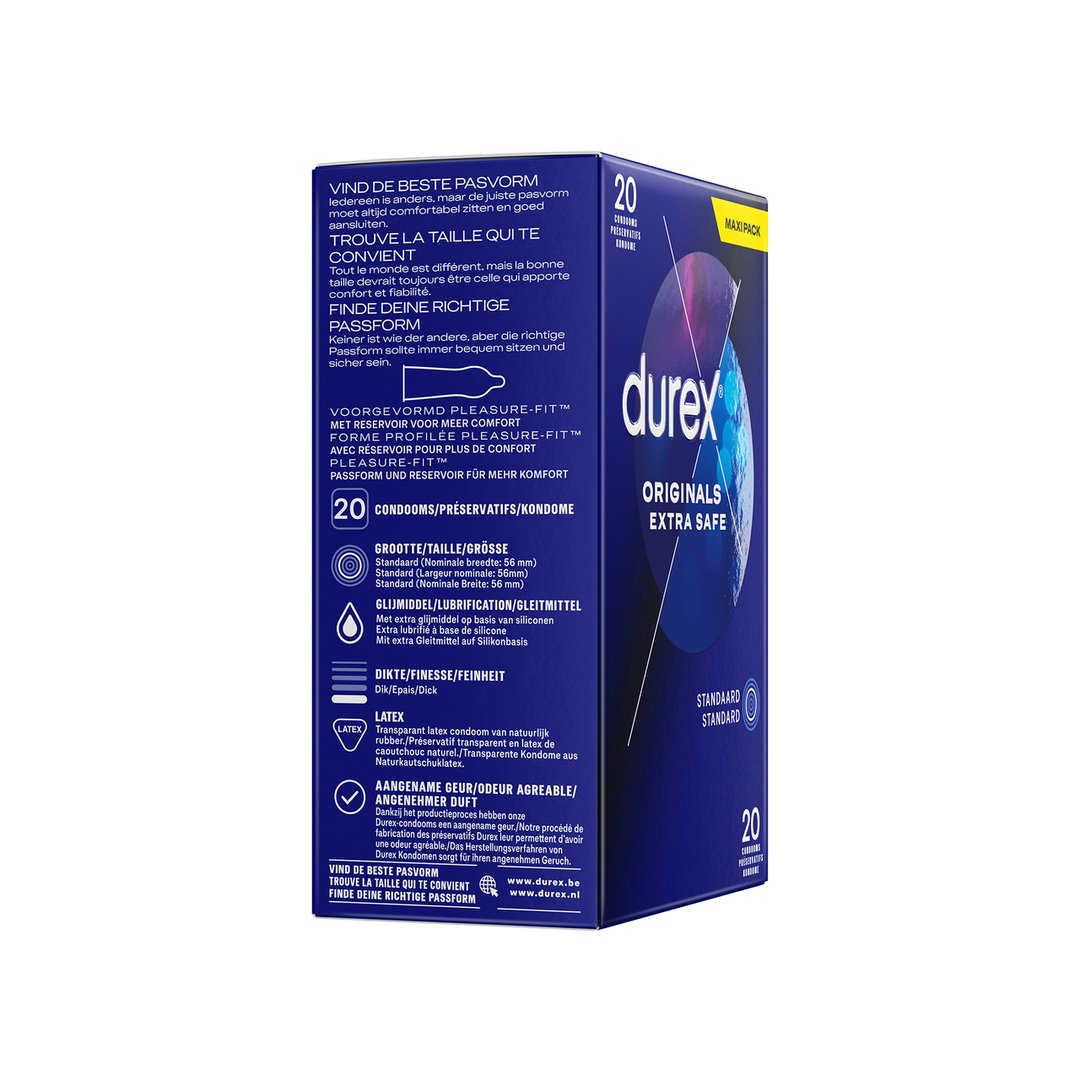 Originele Extra Safe Condooms - 20 Stuks - EroticToyzProducten,Veilige Seks, Verzorging Hulp,Veilige Seks,Condooms voor Mannen,,MannelijkDurex