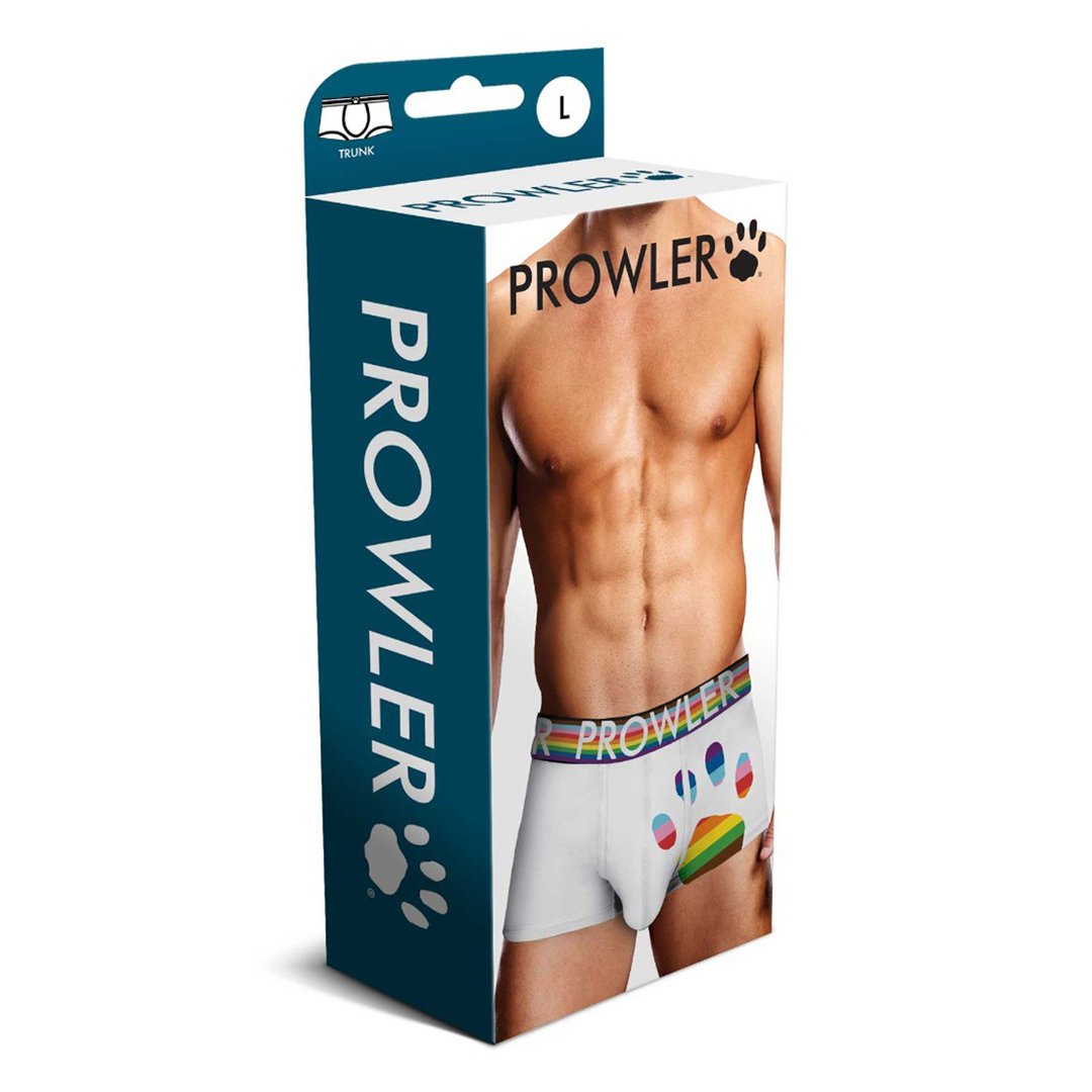 Oversized Paw Trunk - L - Wit met Progress Pride Tailleband - EroticToyzProducten,Lingerie,Lingerie voor Hem,Boxershorts,,MannelijkProwler