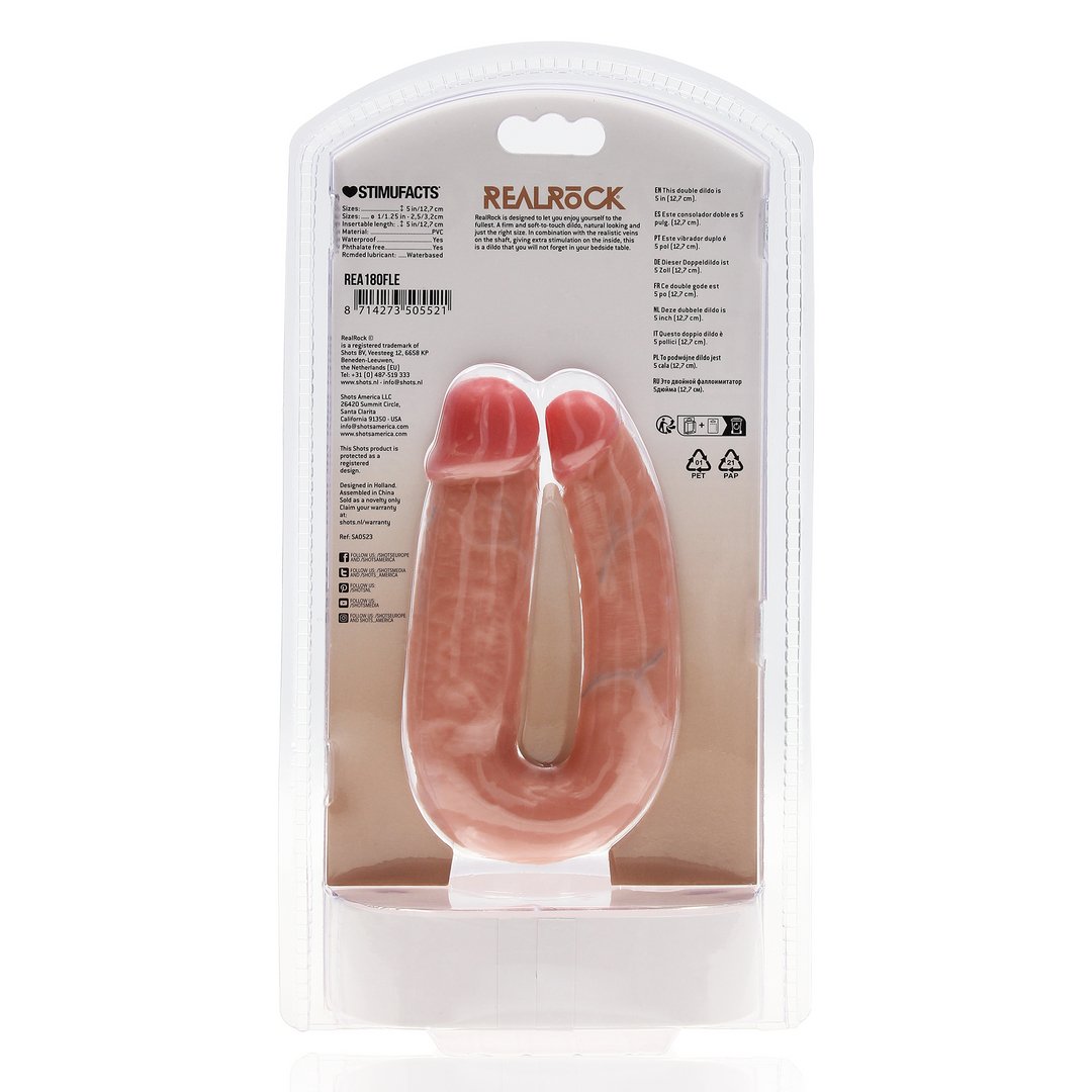 RealRock by Shots U - vormige Dubbele Dildo 12,7 cm - Vleeskleurig - EroticToyzDubbele Dildo'sRealRock by Shots