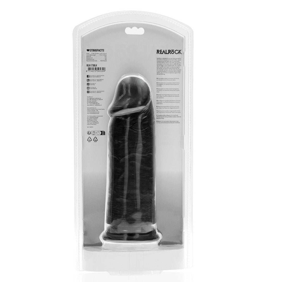 RealRock Dildo Extra Dik 23 cm Zonder Ballen - Zwart - EroticToyzRealistische Dildo'sRealRock by Shots