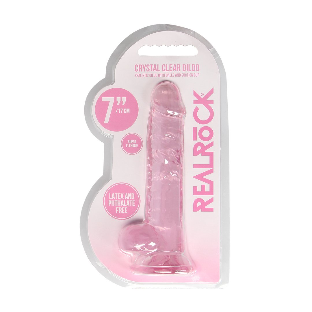 REALROCK Transparante Dildo met Ballen en Zuignap 18 cm - Crystal Clear - EroticToyzRealistische Dildo'sRealRock by Shots