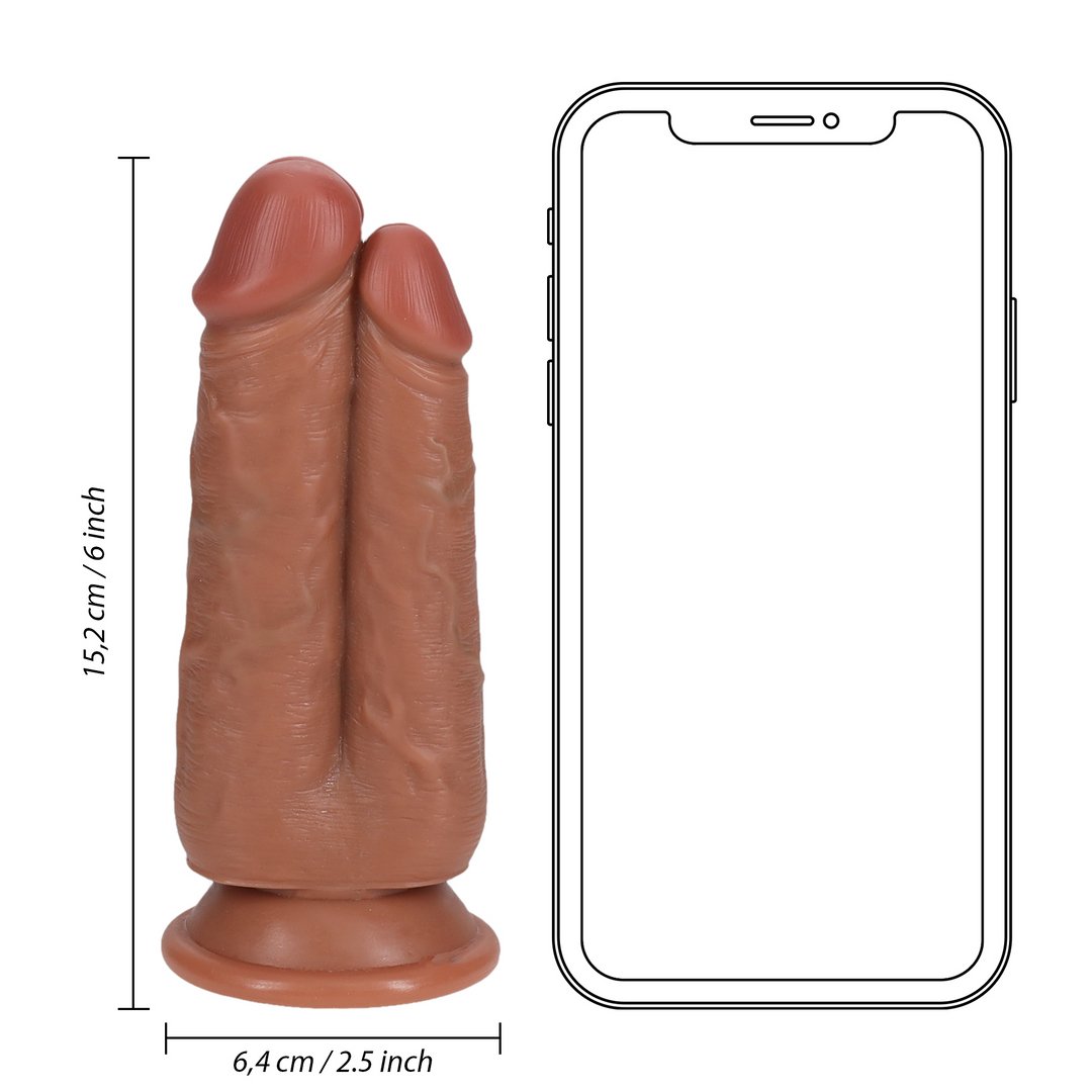 'RealRock Two in One Dildo Met Zuignap 12,7/15,2 cm - Tan' - EroticToyzDubbele Dildo'sRealRock by Shots