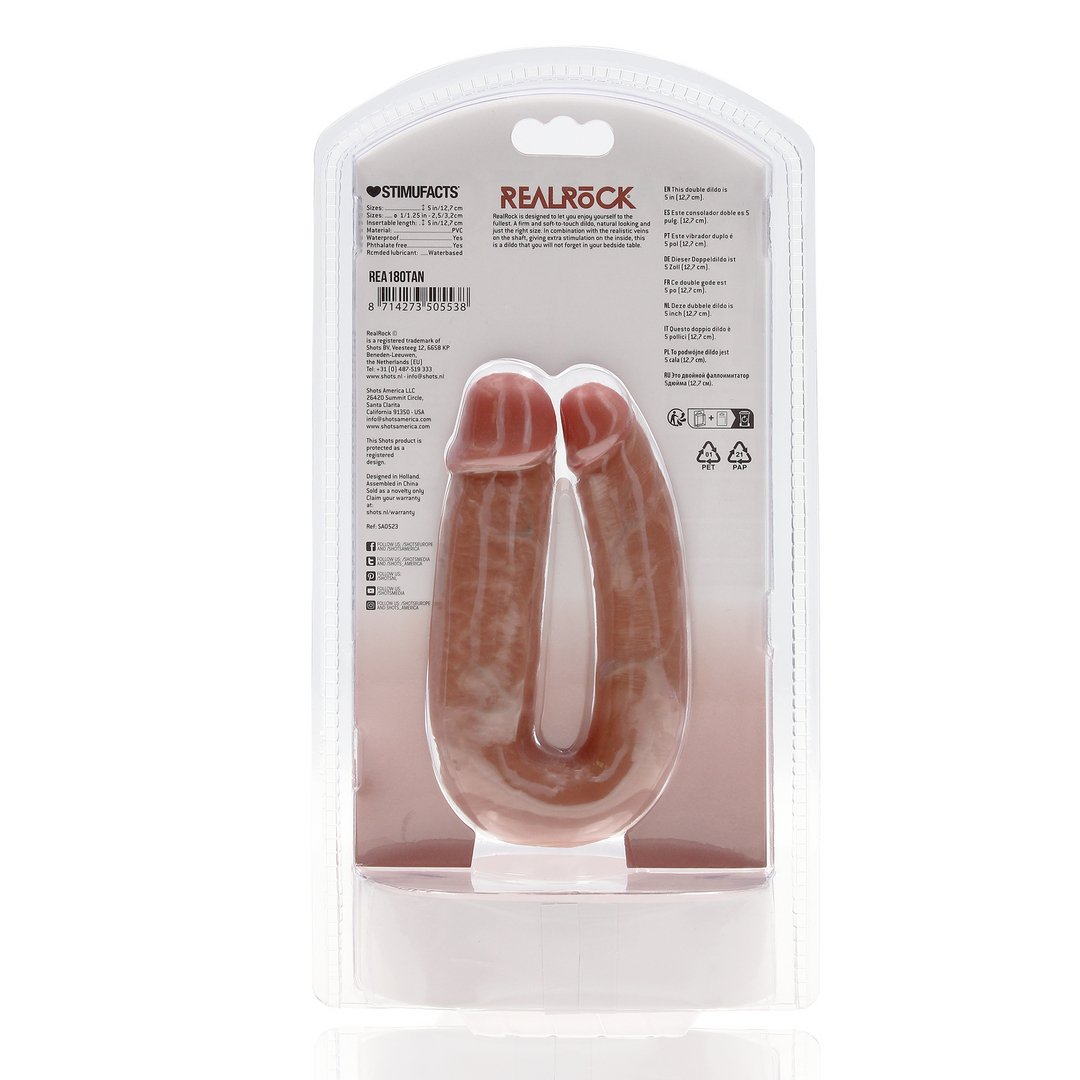 RealRock U Shaped Dubbele Dildo 12,7 cm - Tan - EroticToyzDubbele Dildo'sRealRock by Shots