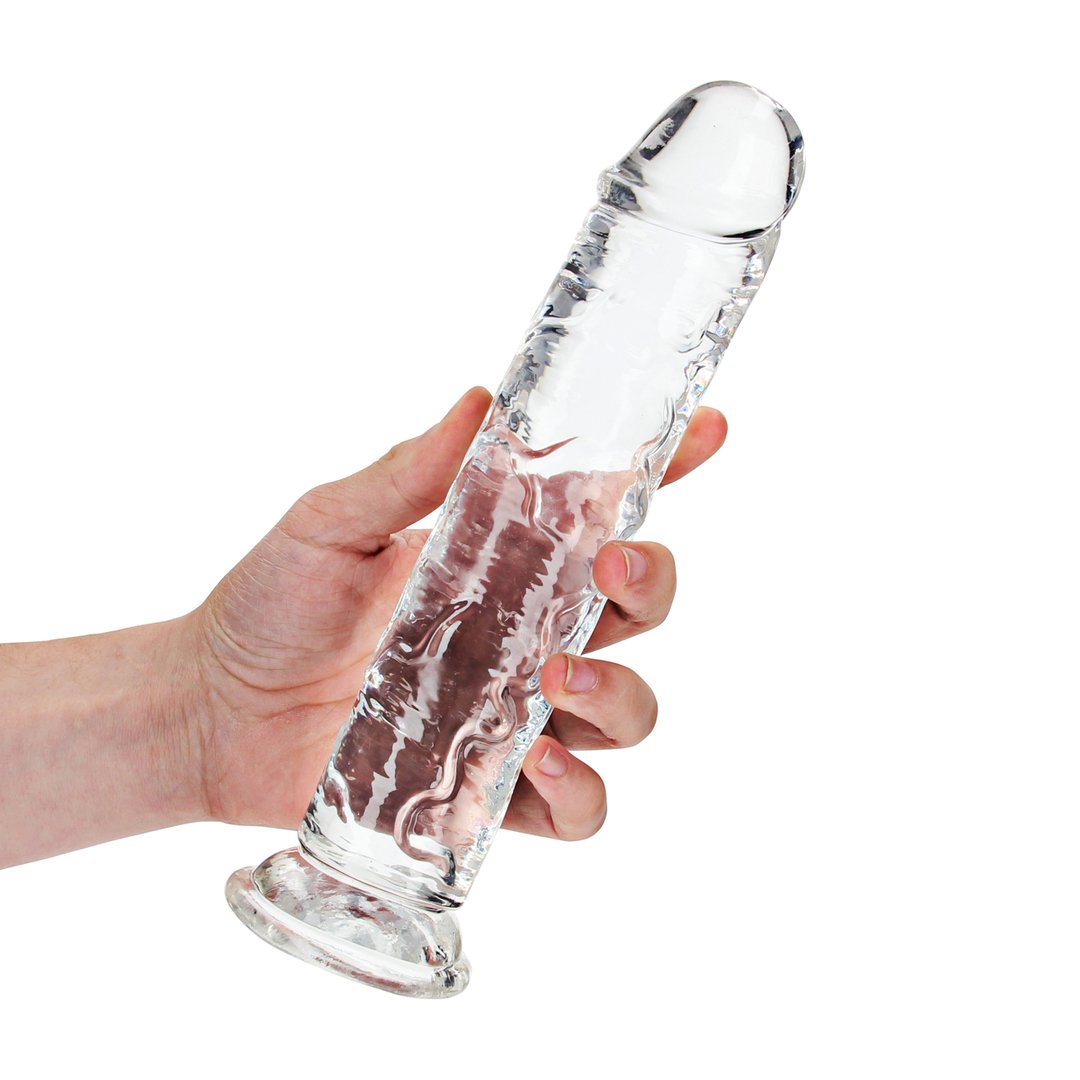 Rechte Realistische Dildo met Zuignap - 23 cm - Transparant Genot - EroticToyzProducten,Toys,Dildos,Realistische Dildo's,,RealRock by Shots