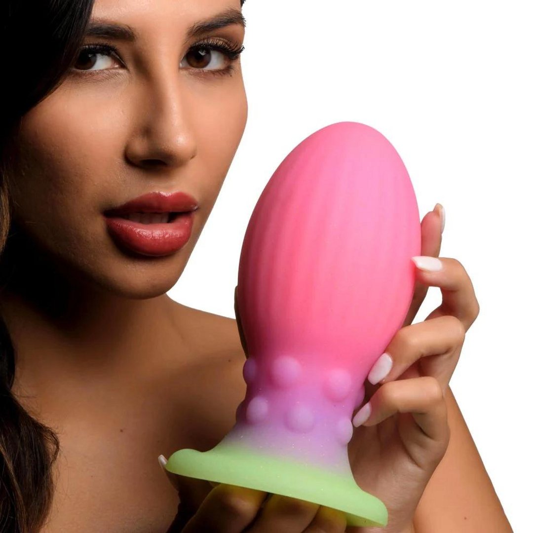 Siliconen Ei Glow - In - The - Dark XL - Roze/Paarse Glitters - EroticToyzNiet - Fallische Dildo'sXR Brands