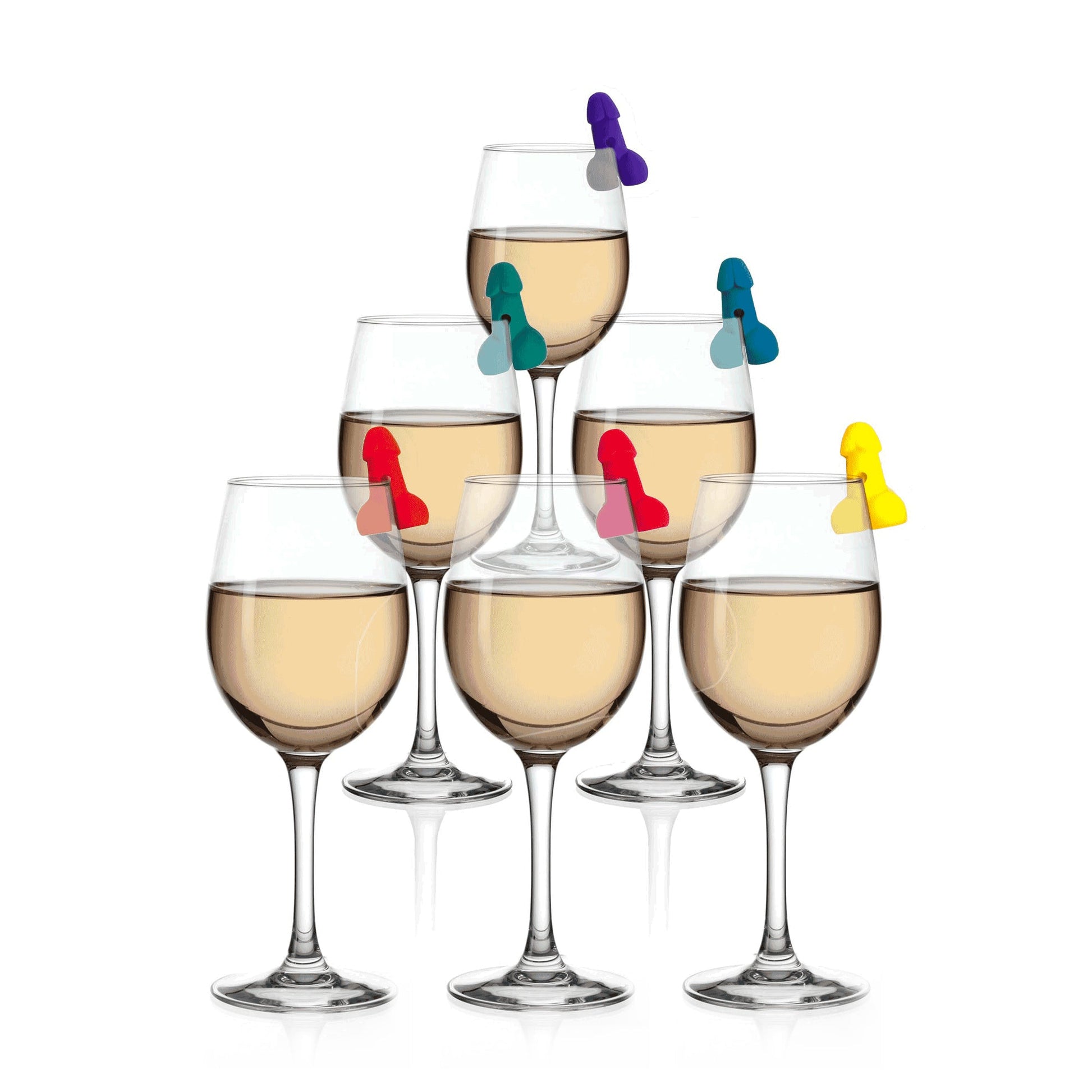 'Super Fun Penis Cocktail Markers - Set van 6 Kleurrijke Markeringen' - EroticToyzFeestartikelenLittle Genie Productions