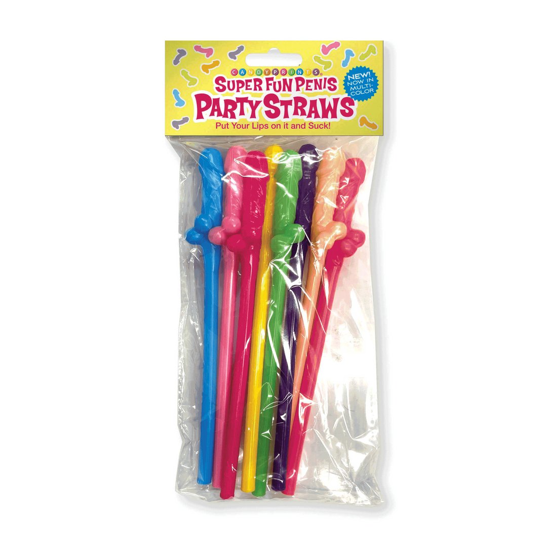 Super Fun Penis Multicolor Penis Straws 8 Pack - EroticToyzFeestartikelenLittle Genie Productions