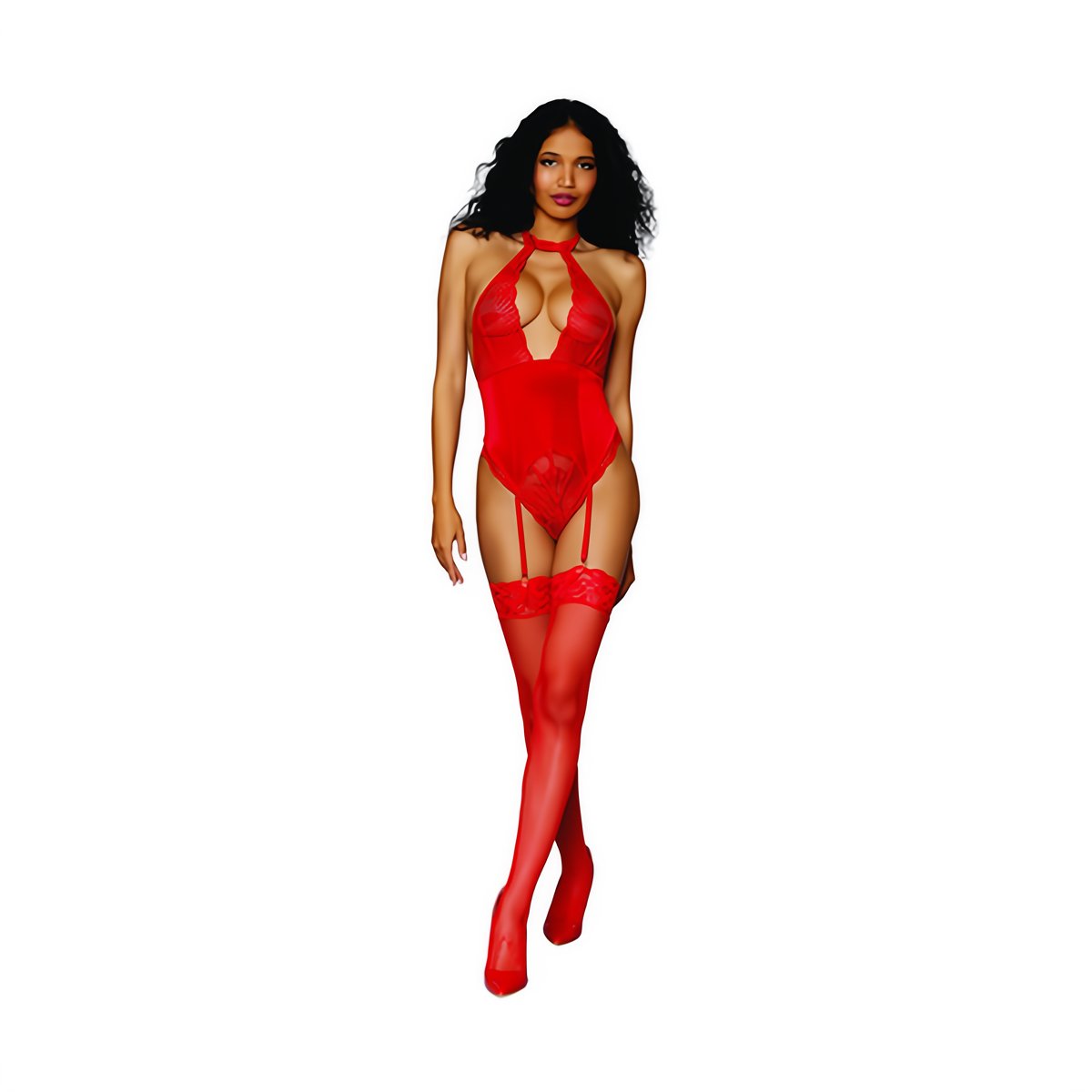 Teddy Jarretel Body - Rood - EroticToyzBodysuits TeddiesDreamgirl