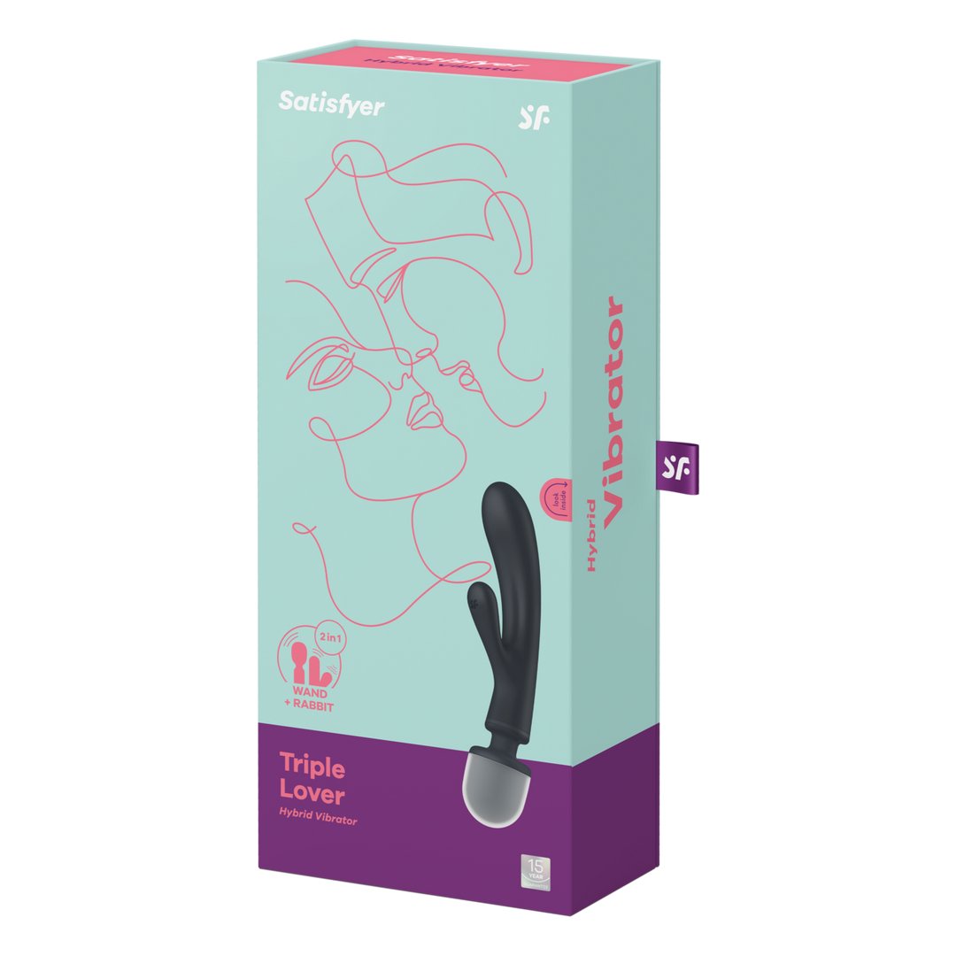 Triple Lover - Hybrid Wand Vibrator - Grey - EroticToyzProducten,Toys,Vibrators,Massagetoestellen Wands,Rabbit Vibrators,,GeslachtsneutraalSatisfyer