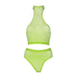 Turtle Neck Crop Top en High Waist Slip - Neon Groen - Pleasureplay 2 - Delige SetOuch! by Shots