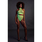 Turtle Neck Crop Top en High Waist Slip - Neon Groen - Pleasureplay 2 - Delige SetOuch! by Shots