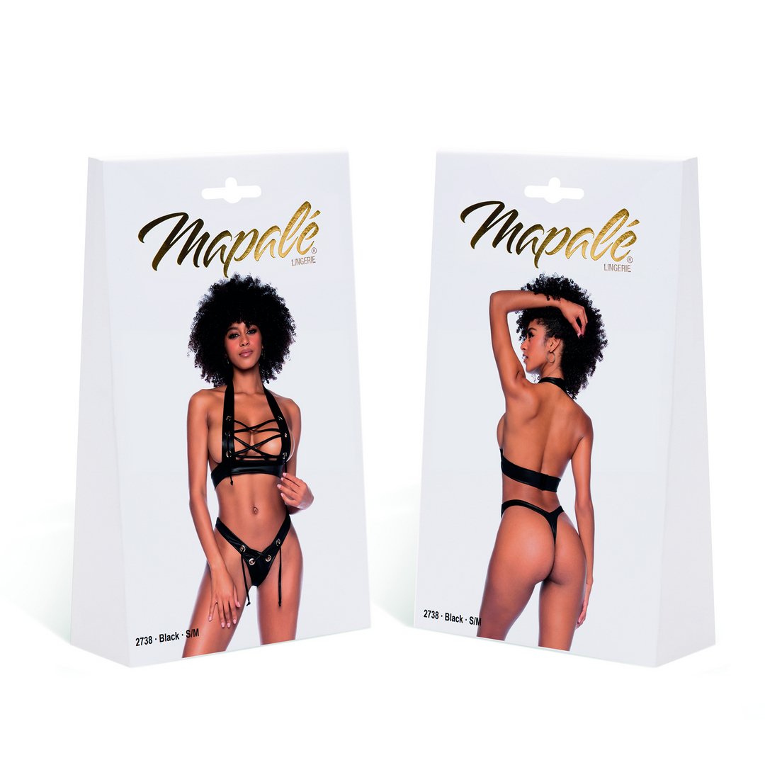 Tweedelige Wetlook Set - Zwart S/M - Pleasureplay 2 - Delige SetMapalé