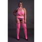 Tweedelige Set Crop Top en Jarretel Kousen - Roze - Pleasureplay 2 - Delige SetOuch! by Shots