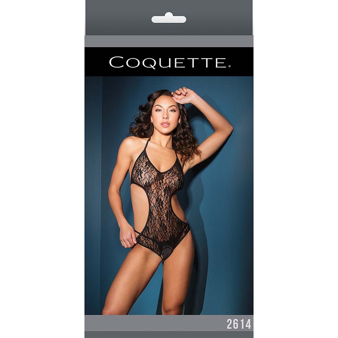 Verleidelijke Crotchless Lace Teddy - One Size Zwart - EroticToyzBodysuits TeddiesCoquette