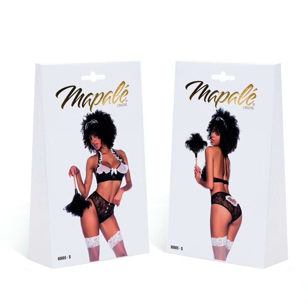 Franse Meiden Kostuum - Maat M - Zwart/Wit - Pleasureplay KostuumsMapalé