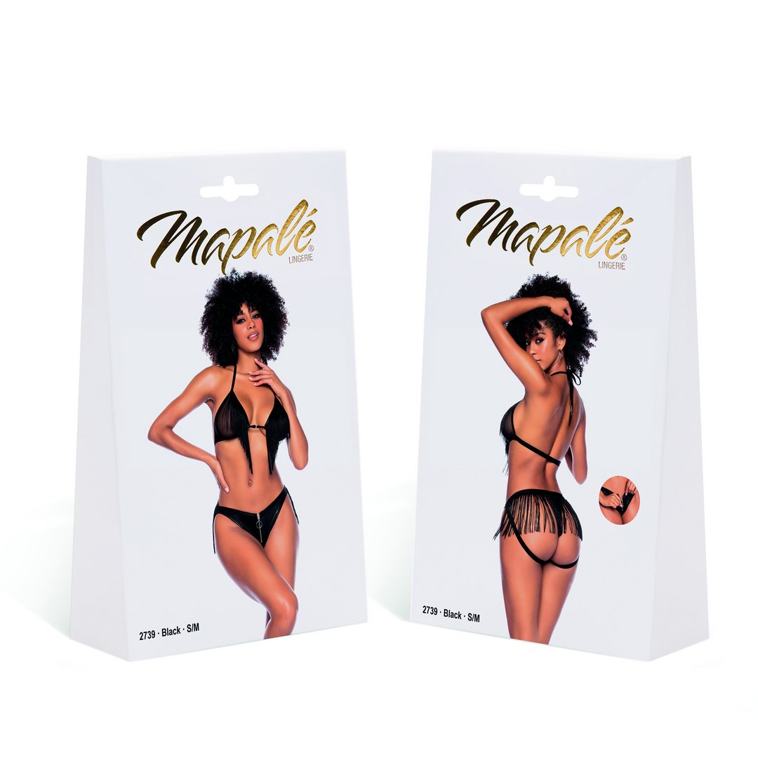 Verleidelijke Haltertop en Panty Set - L/XL - Zwart - EroticToyz2 - Delige SetMapalé