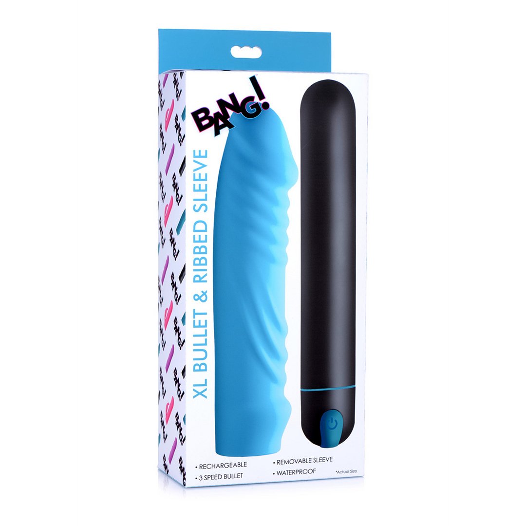 'XL Krachtige Bullet Vibrator met Geribbelde Siliconen Sleeve - Zwart' - EroticToyzKogel - en MinivibratorsXR Brands