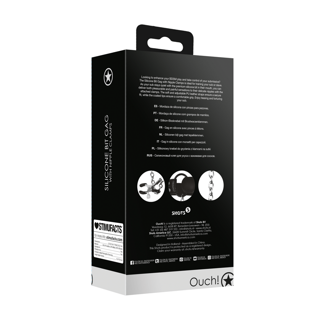 Bit Gag Tepelklemmen Zwart - Pleasureplay TepelklemmenOuch! by Shots